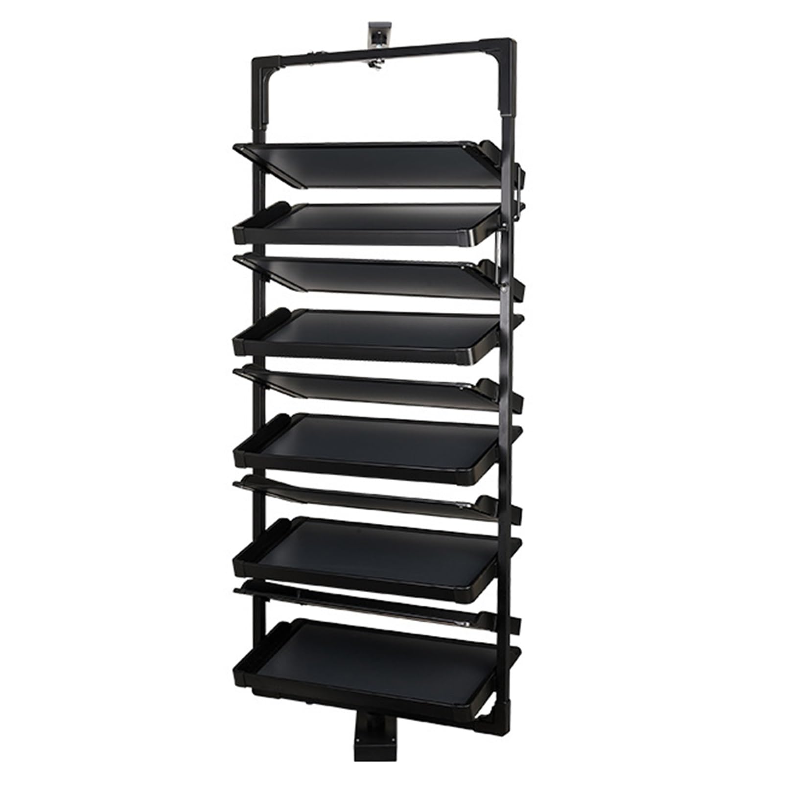 Shoe Rack 360°Rotating Pull-Out Organizer for Closet Shoe Cabinet,Adjustable Height Retractable Metal Stackable Shoe Rack, Vertical Shelf Organizer for Small Bedroom Closet, Space Saving Storage, Blac