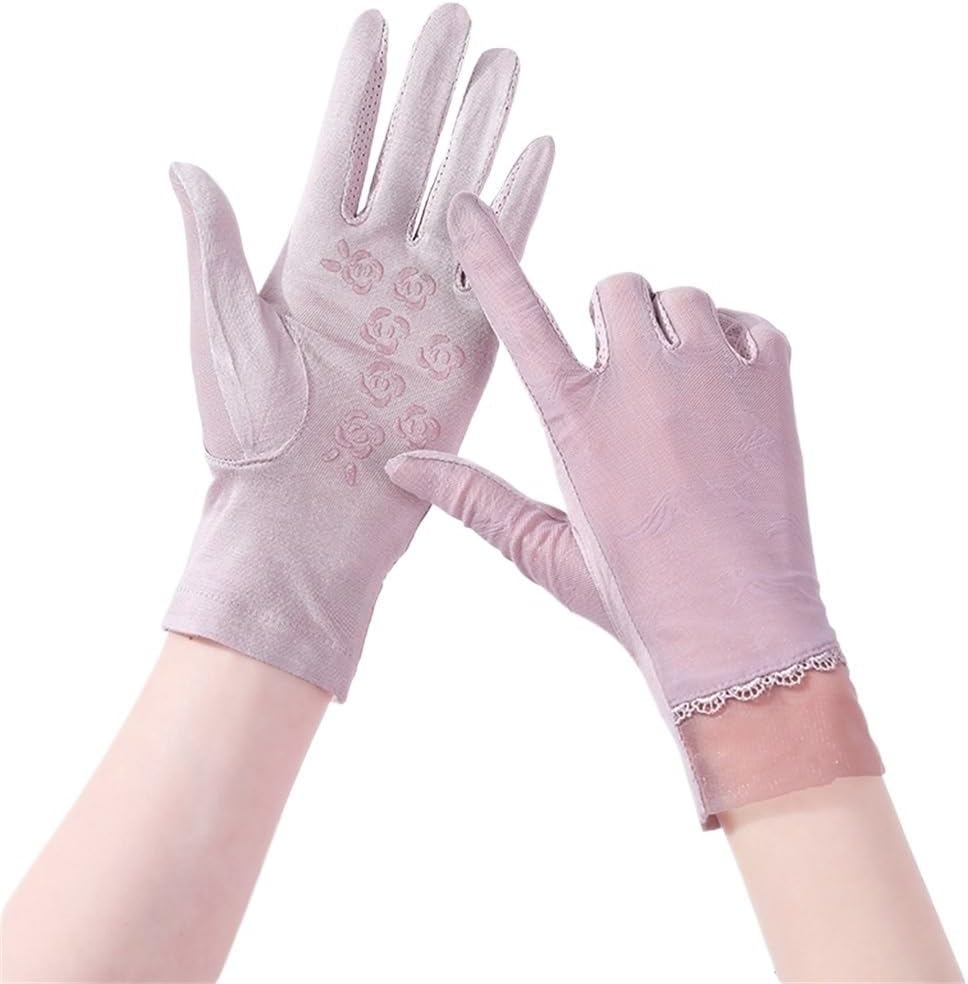 Lace Gloves Women's Spring and Breathable Thin Section Driving Ice Silk Elastic Handguards