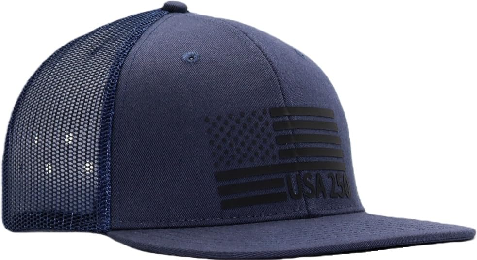 Image of USA 250th Anniversary Flag Hats, Army Tactical Operator Military Patriotic Veterans Flat Bill Trucker Hat, Fits OSFM&XXL Head