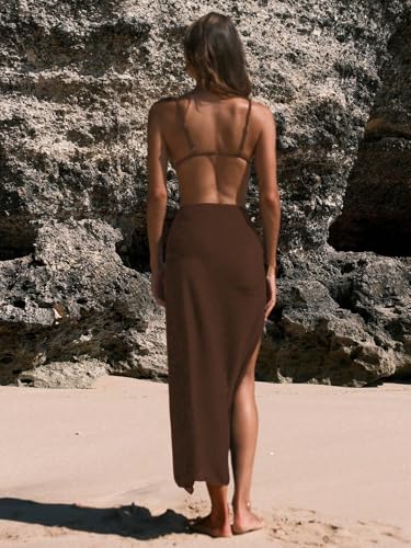 QJQ Women's Bathing Suit Cover Up Skirt 3D Floral Crochet Coverups High Slit Swimsuit Coverup Beach Skirts2