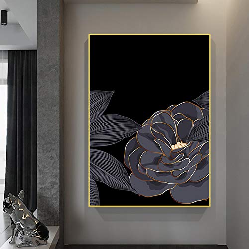 Tableau sur toile fleurs abstraites rose 60x90cm sans cadre triptyque - 4
