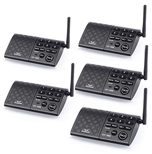 Hosmart Portable Wireless Intercom Systemï¼Œ1/2Mile 6-Channel Security Wireless Intercom System for Home or Office [5 Stations Black] (Battery is not Included)