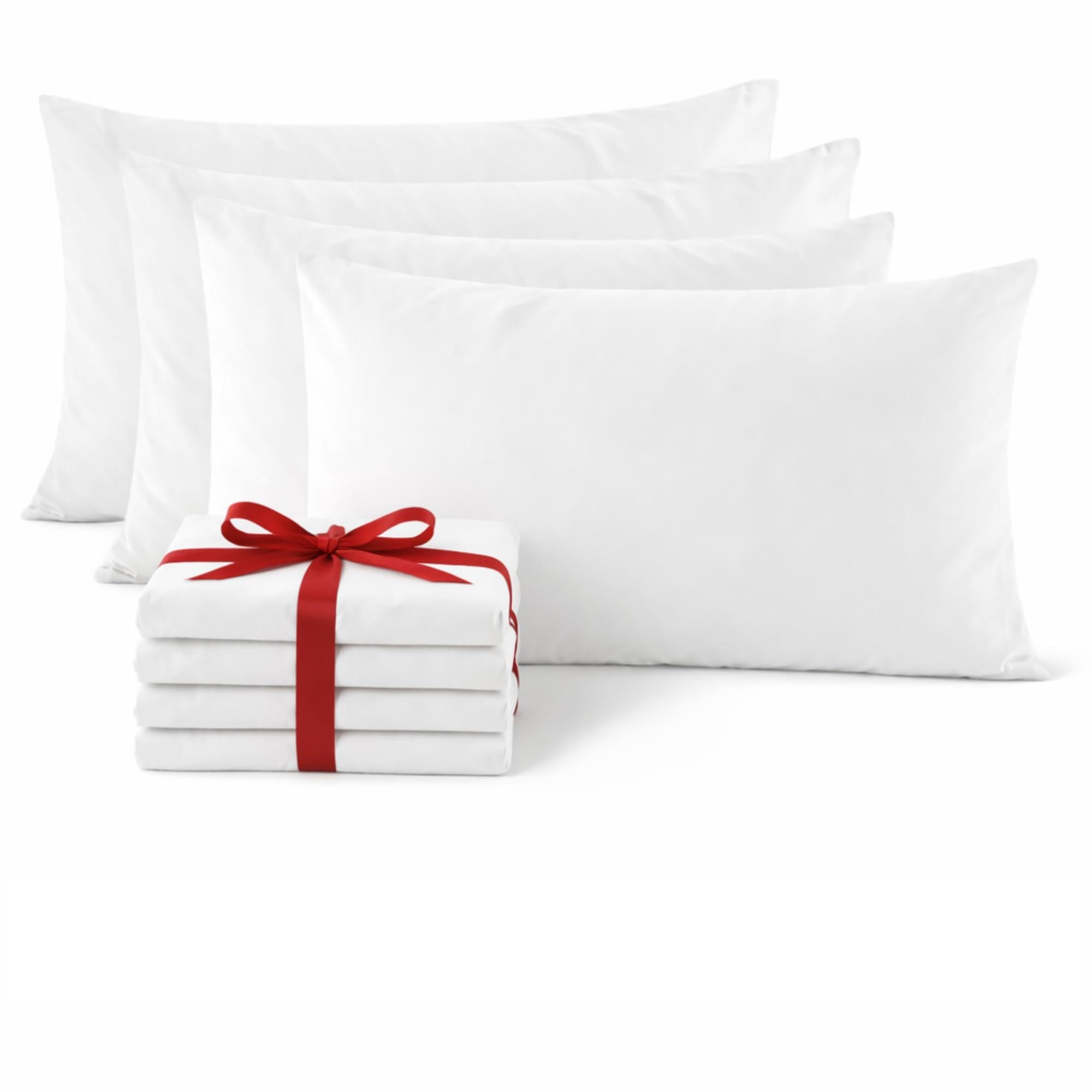 Pillow Cases 4 Pack | 100% Brushed Microfiber UK-Standard Size 50x75cm | Wrinkle & Stain Resistant Pillow Covers | OEKO-TEX Certified Pillowcase with Envelope Closure (White, Pack of 4)