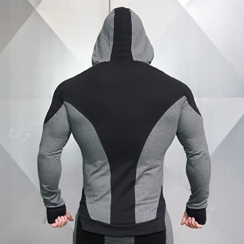 EVERWORTH Men's Fitness Workout Long Sleeve Hoodie Active Muscle Bodybuilding Zip Jackets with Zipperd Pockets3