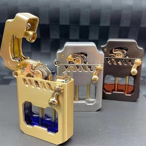 Encendedor mecánico retro de queroseno transparente oro miniatura 4