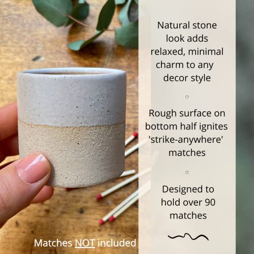 Shibusa Match Holder With Striker | Cute Ceramic Match Jar - Perfect For Matches For Candles Or Bathroom Decor | Lights All Matches | Extra 4 Striker Papers Included. Matches Not Included #TOP2