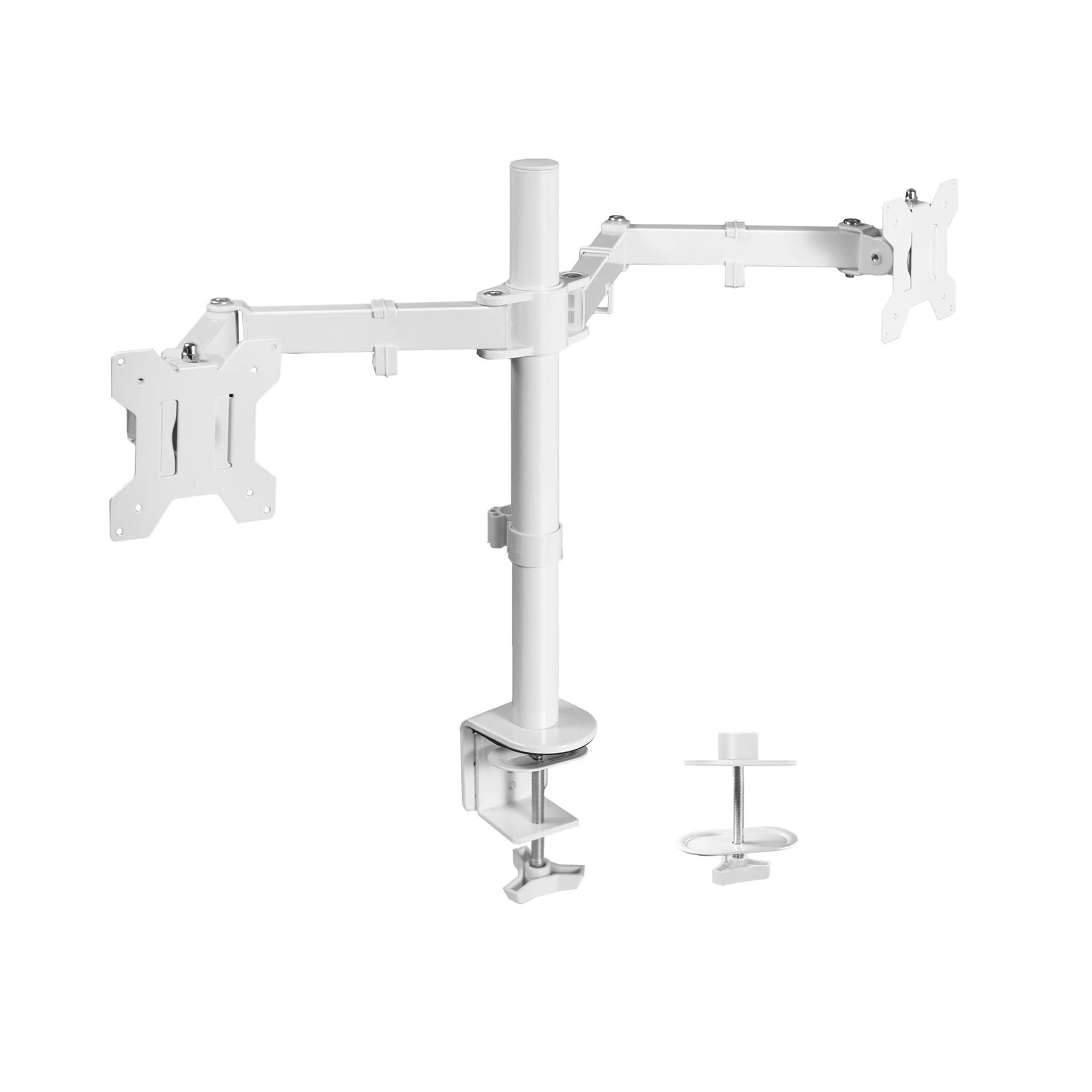TKJfdTY White Dual Monitor Desk Stand Adjustable Stand Suitable For Screens Up To 32 Inches -