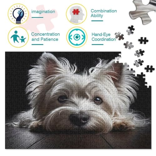 Rompecabezas imposable de 1000 piezas con tierno primer plano de Yorkie Dog 3