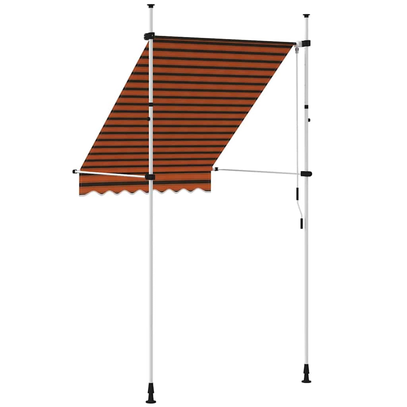 Wysuwana markiza balkonowa, obsługiwana ręcznie, 150 cm, pomarańczowa i brązowa, bez wiercenia, z korbą ręczną, aluminiowa markiza odporna na promieniowanie UV, regulacja wysokości i działanie