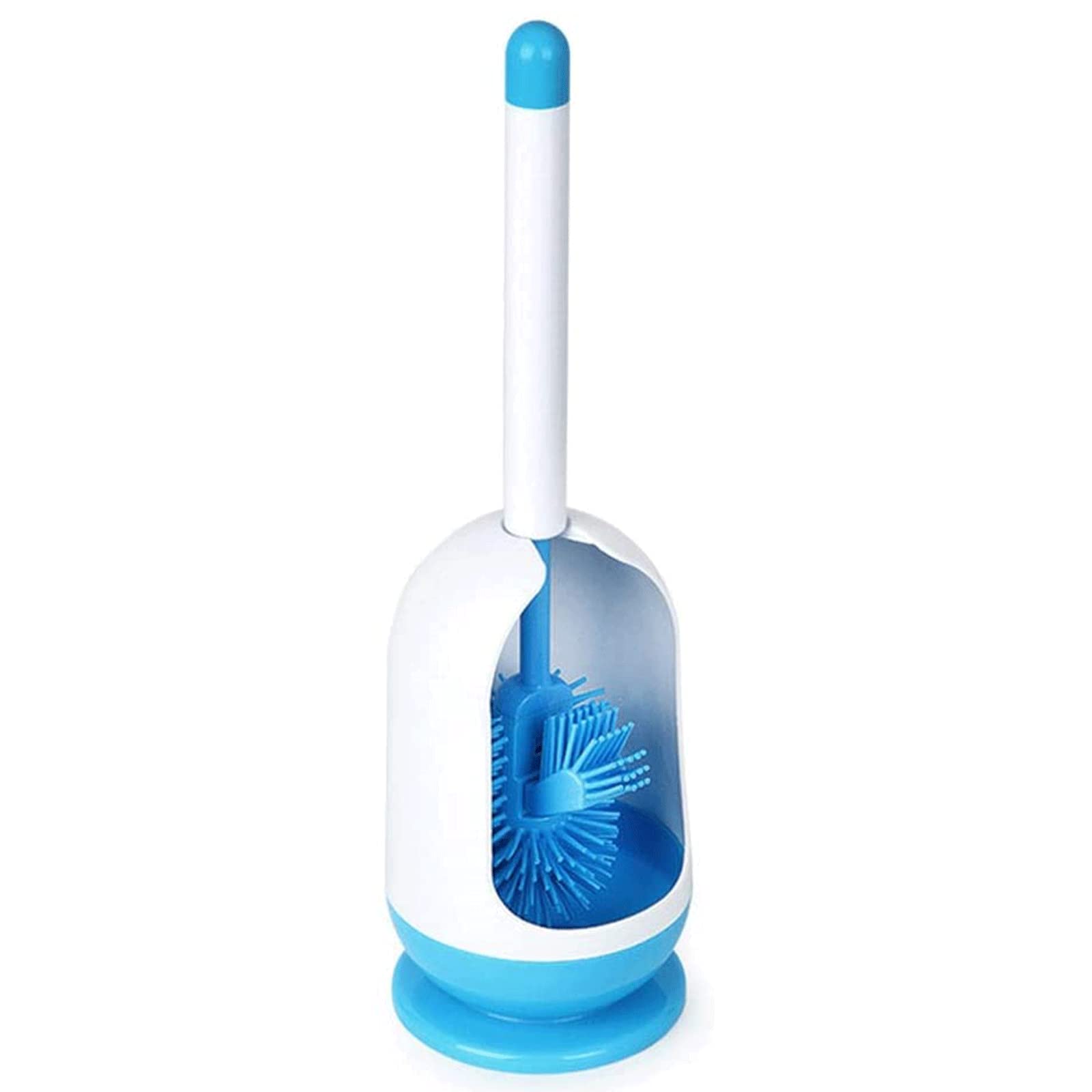 Set di spazzole per WC con setole morbide e Supporto, Spazzola per WC a Doppia Testa in Silicone Unica, Spazzola per WC Moderna e Multiuso con Supporto antigoccia