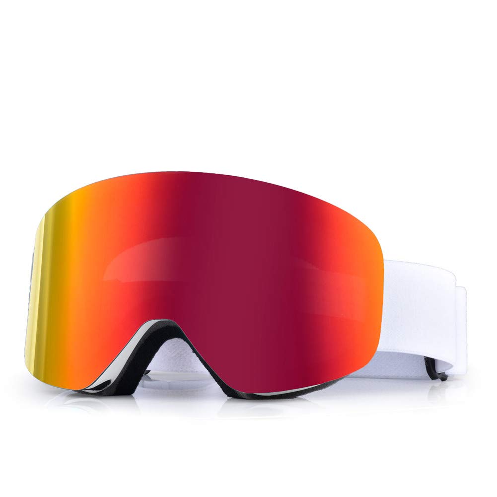 Ski Snowboard Lunettes Anti-buée, lentille magnétique Double Couche pour faciliter Le Remplacement, avec la myopie et de Ventilation, adapté pour Les skieurs de Descente de Ski,Rouge
