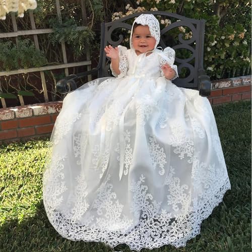 Long white lace christening dresses for baby girl2