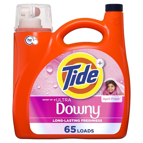 Tide Plus Boost of Ultra Downy Liquid Laundry Detergent, April Fresh Scent, 92 fl oz, 65 Loads, Laundry Detergent Liquid with Long-Lasting Freshness
