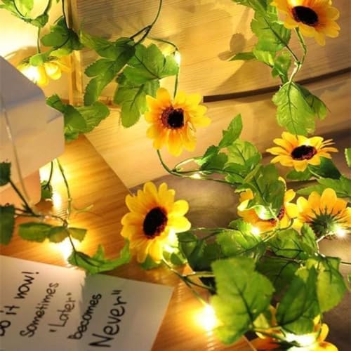 Image of SATYAM KRAFT 1 Pcs Sunflower Line for Home Decoration Artificial Flower Hanging Line for Wedding Setup, Festival Decor (220 cm)