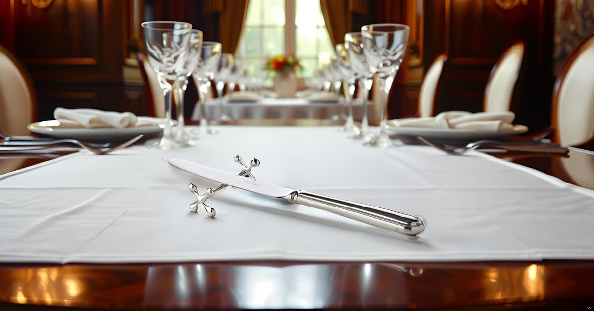 Messerbänke Kreuz (6 Stk.) | L 7 cm | Premium Silber Plated versilbert | Edles Geschenk mit Box