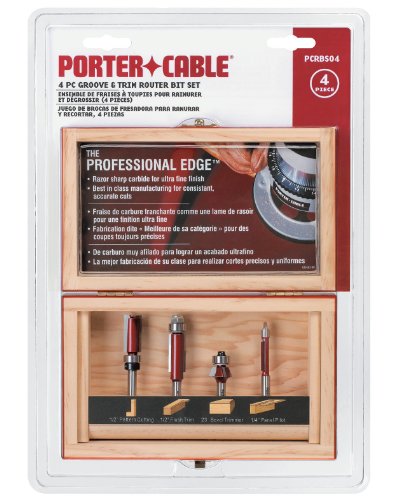 PORTER-CABLE PCRBS04 4 Piece Groove & Trim Router Bit Set