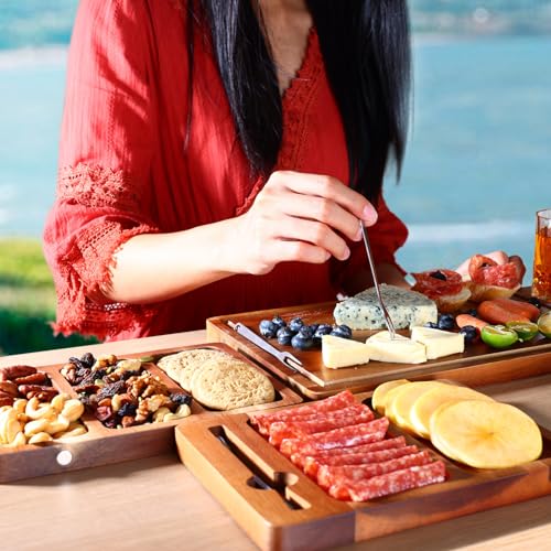 hecef Charcuterie Board Set, Extra Large Acacia Wood – 3-in-1 Magnetic Serving Platter for Cheese, Parties, Weddings, Housewarming & Birthdays - Cosy Home Interiors hecef Charcuterie Board Set, Extra Large Acacia Wood – 3-in-1 Magnetic Serving Platter for Cheese, Parties, Weddings, Housewarming & Birthdays - Image 4