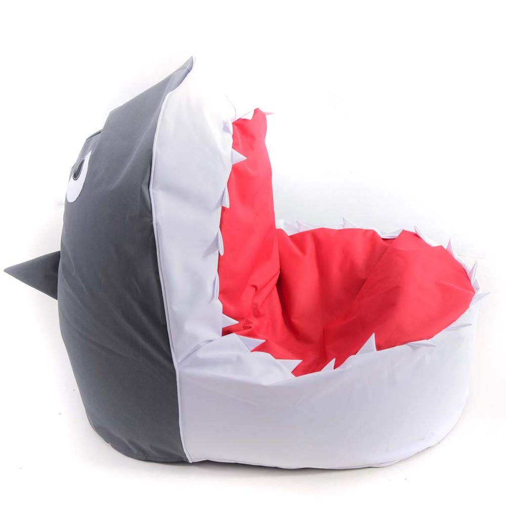 LIVEDECO - Pouf XL per bambini, design squalo interno, sfoderabile, soggiorno, camera da letto, bianco BiG52