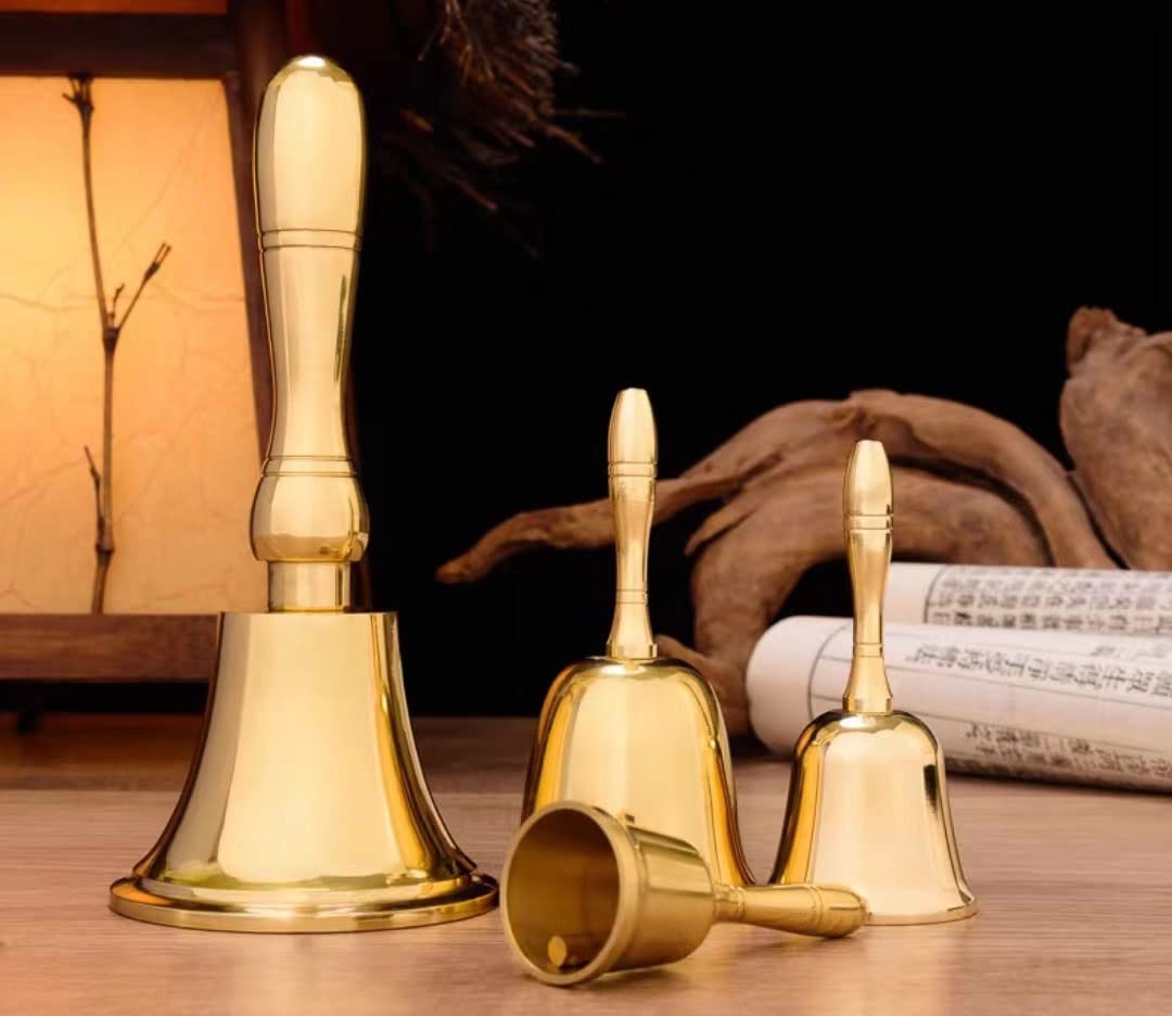 Hand-Service anrufen Glocken Tee Speise Glocken Messing Gold Weihnachten Retro Bar Restaurant Passing Gerichte Glocke Pet Training Glocke Home Furnishing(Gold,3 inches(7.3*17cm))