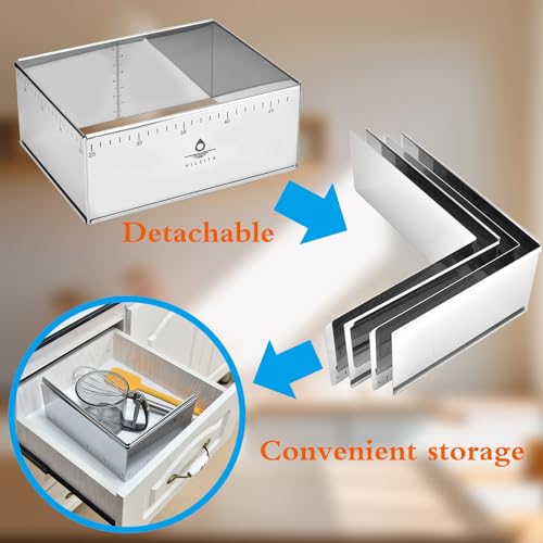 Hilsita Adjustable Rectangle Mousse Cake Ring Mold - Extendable Stainless Steel Rectangle Shaped Cake Cutter, Bakeware for Customized Baking - Heavy Duty Baking Accessories - 9.8 * 7.5 * 4IN
