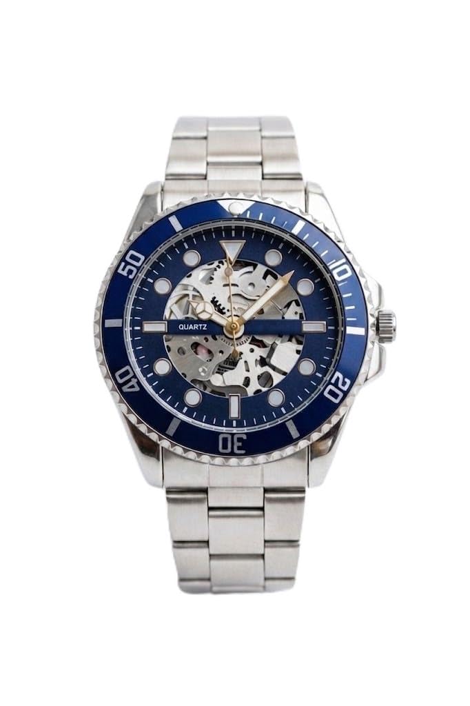 Men's Analog Skeleton Style Watch | Silver Stainless Steel Strap Watch for Men & Boys | Black Dial Luxury Fashion Wrist Watch | Premium Quartz Casual Sports Office Party Watch | Gift for Men-image-40
