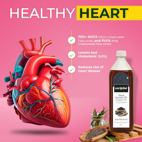 Image of nutndiet Cold Pressed Black Sesame Oil (Gingelly Oil) 500ml PET Bottle | Pure & Natural | Ideal for Cooking, Hair Skin Care & Massage | Nutrient-Rich & Unrefined