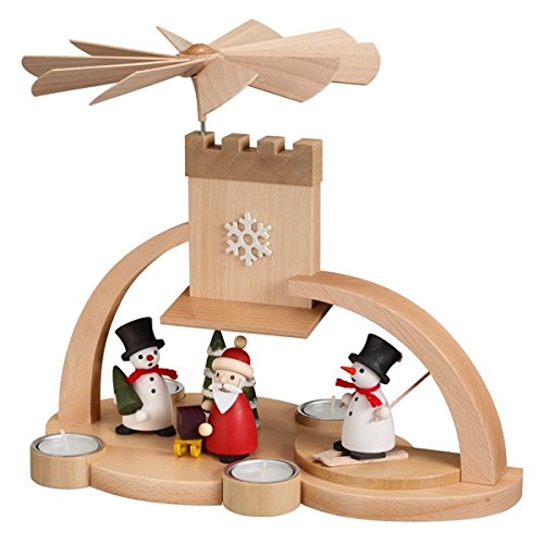 Rudolphs Schatzkiste Bogenpyramide Schneemann mit Weihnachtsmann bunt BxHxT 33x28x18,5cm NEU Holzpyramide Weihnachtspyramide Designpyramide Tischpyramide Wärmespiel Tischdeko Dekoration Weihnachten
