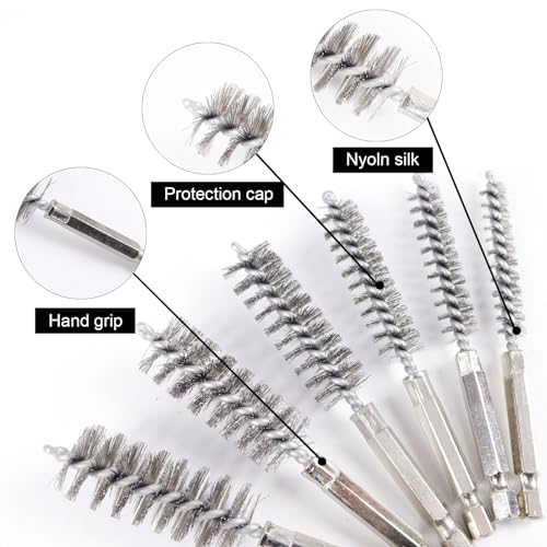 Image of Wire Scratch Brush 8 Set, Heavy Duty Stainless Steel 11 Inch with Plastic Handle Descaling Welding Dust Bending Hand Tool, Teel Brush Rust Remover for Metal
