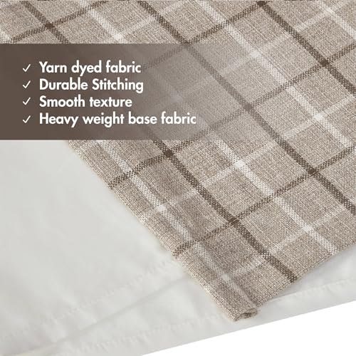 Image of Madison Park Anaheim Cabin Plaid Curtain Window, Thermal Insulated Fleece Lining, Living Room Decor Room Darkening Drape for Bedroom, 1-Single Panel Pack, 50x84, Rod Pocket & Front Tab, Brown