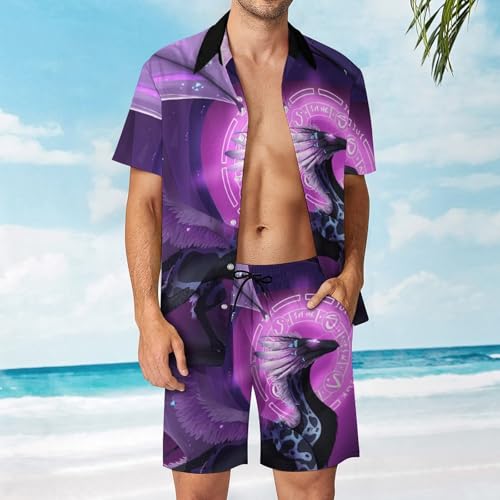 Chemise hawaïenne ensemble 2 pièces violet dragon taille S fluide - 2
