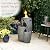 Alpine Corporation WTO120 Outdoor Cascading Look 3 Tiered Fire and Water Fountain with Adjustable Flame and LED Lights, 27" Tall, Gray