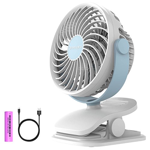 Clip on Fan, Ommani USB or 2600mAh Rechargeable Battery Operated Fan Small Desk