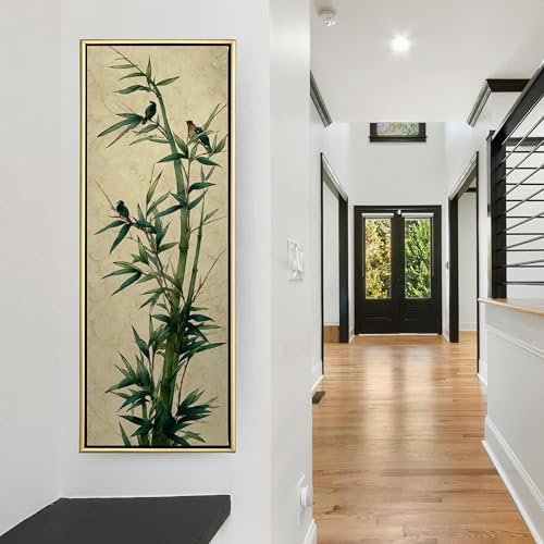 Peinture au trait à l'encre verte et bambou TONGYINLI 65x195cm