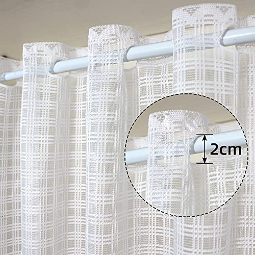 Zhh Lace Window Valance Sheer White Curtains Square Lattice Cute Cafe Curtain For Window Decor Beautiful Farmhouse Style 17-Inch By 60-Inch #TOP3