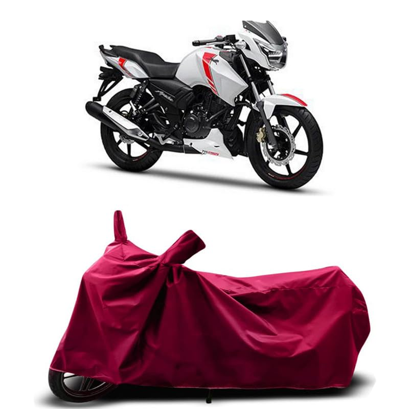 Image of DUFFEL-Two Wheeler Bike Body Cover Compatible for Tvs Apache 160 Heat Protectio /UV-Rays /Birds Dropping /DustProof /Waterproof Indoor Outdoor and Parking Full Body Protection All Variants [MAHROON]