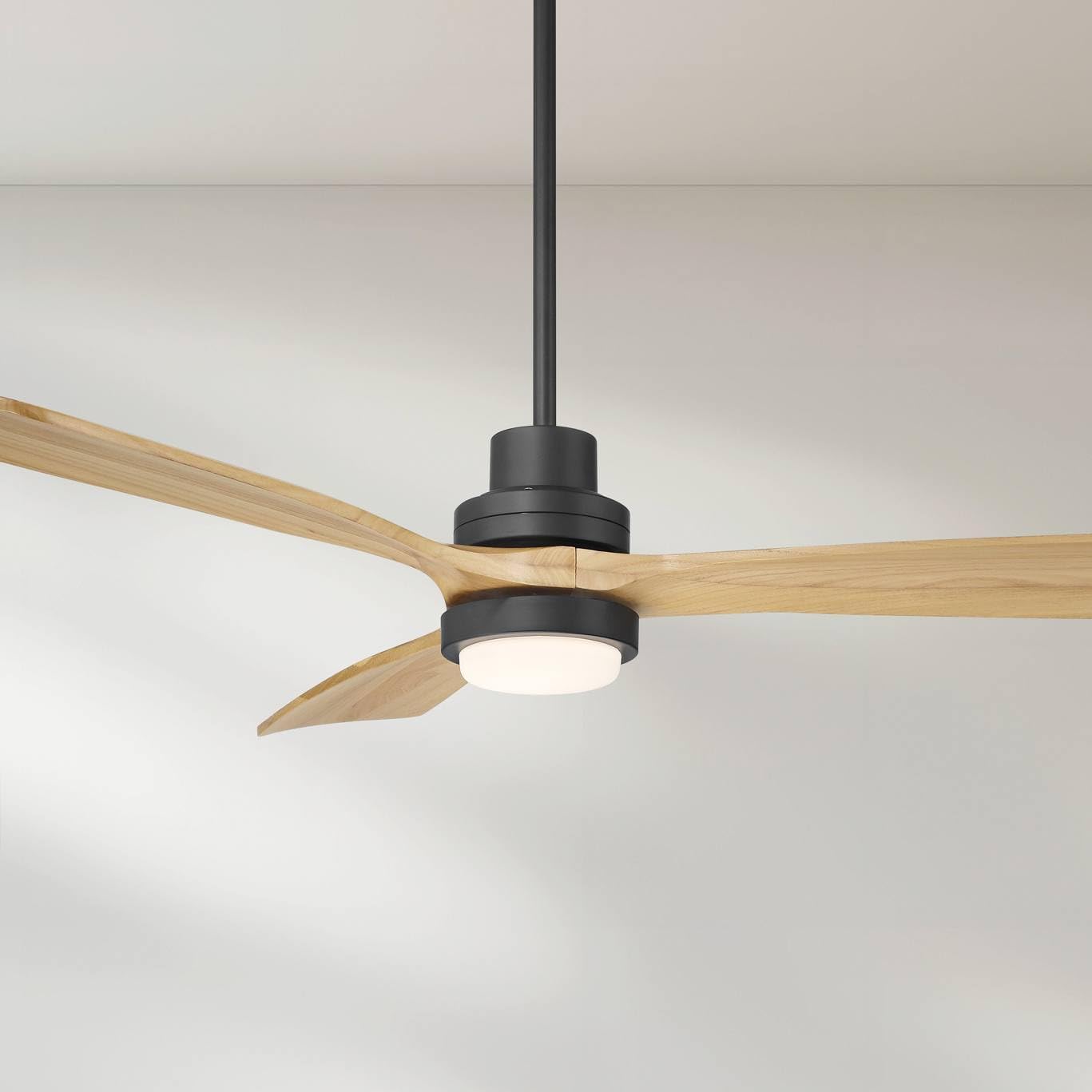 Casa Vieja 52" Delta Modern Country Indoor Cottage Core Outdoor Ceiling Fan 3 Blade CCT LED Light Remote Control Matte Black Finish Wood Blades Bedroom Patio Living Room DC Motor Decorative Dimmable