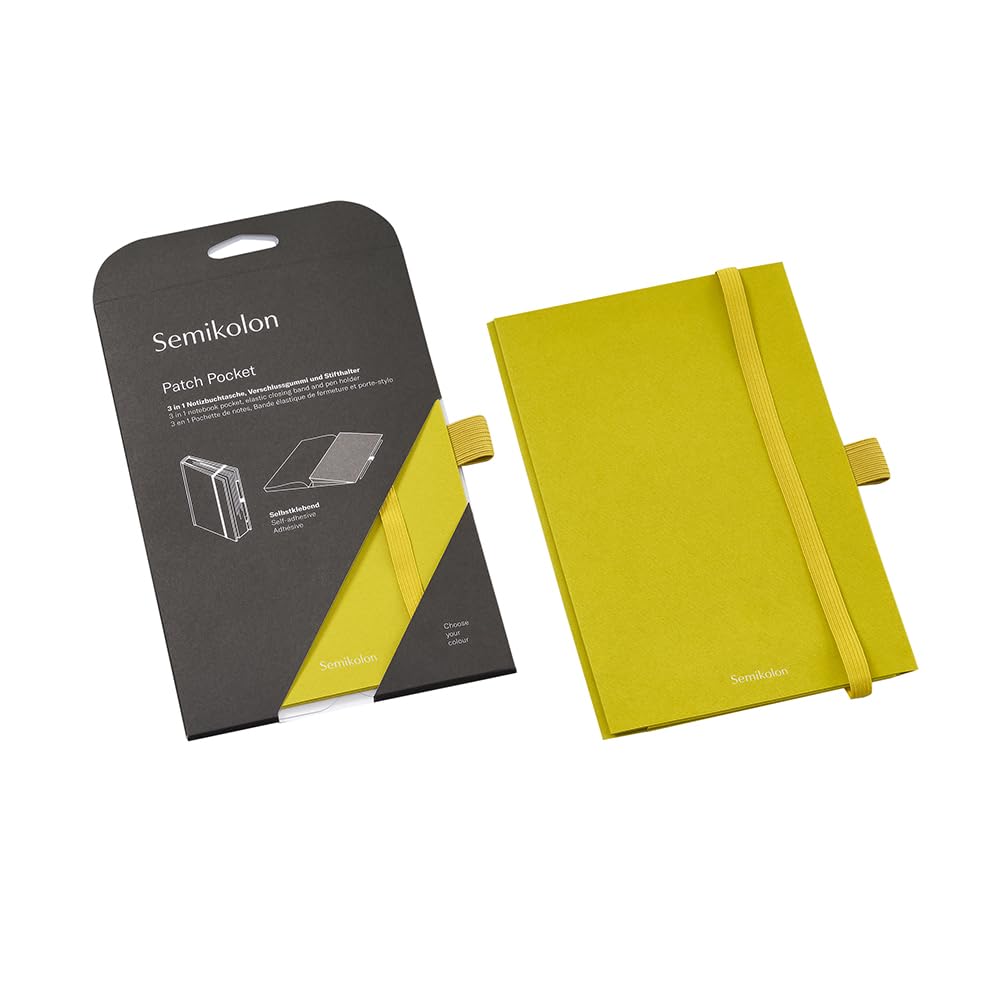 Semikolon 370994 Notebook Pocket 3-in-1 - Foldable Pocket for A5 notebooks - with Elastic Closure and Pen Loop - Matcha