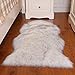 Produktbild Alfombras de piel de oveja de imitación Suave peluda mullida Cubierta de alfombra grande Alfombrillas antideslizantes para silla Cama Sofá Piso con lana extra larga (punta blanca y gris), 60 * 90