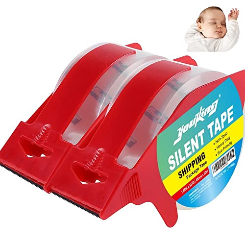Youking Silent Packing Tape With Dispenser, 2.4Mil Heavy Duty Packaging Tape, 2Rolls No Noise Transparent Packing Tape For Sealing Packing And Shipping, 1.88Inch X 55Yard (2) #TOP2