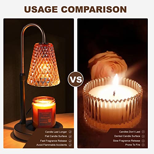 Jconeil Candle Warmer Lamp With Dimmer, 2H/4H/8H Timer, Compatible With Yankee Candle Large Jar Candle, Safe Night Lamp For Home Fragrance Heating, Includes Two Bulbs #TOP2