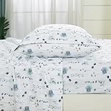 Chezmoi Collection Fran 3-Piece Floral Bed Sheet Set - Blue White Poppy Floral Watercolor Printed Microfiber 14-Inches Deep Pocket Sheets & Pillowcases Set, Twin