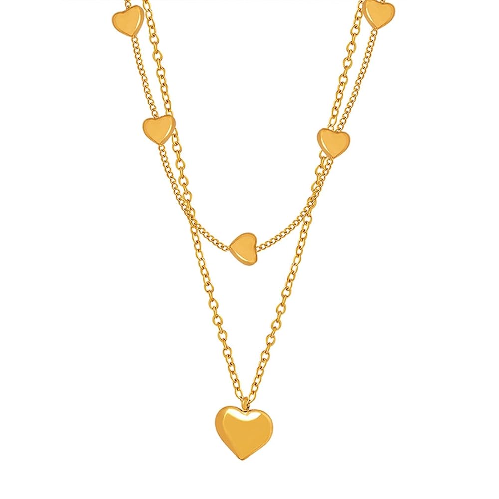 ネックレス・ペンダント [PRIMAUTE] Vertical Heart Layered Necklace ネックレス・ペンダント [PRIMAUTE] Vertical Heart Layered