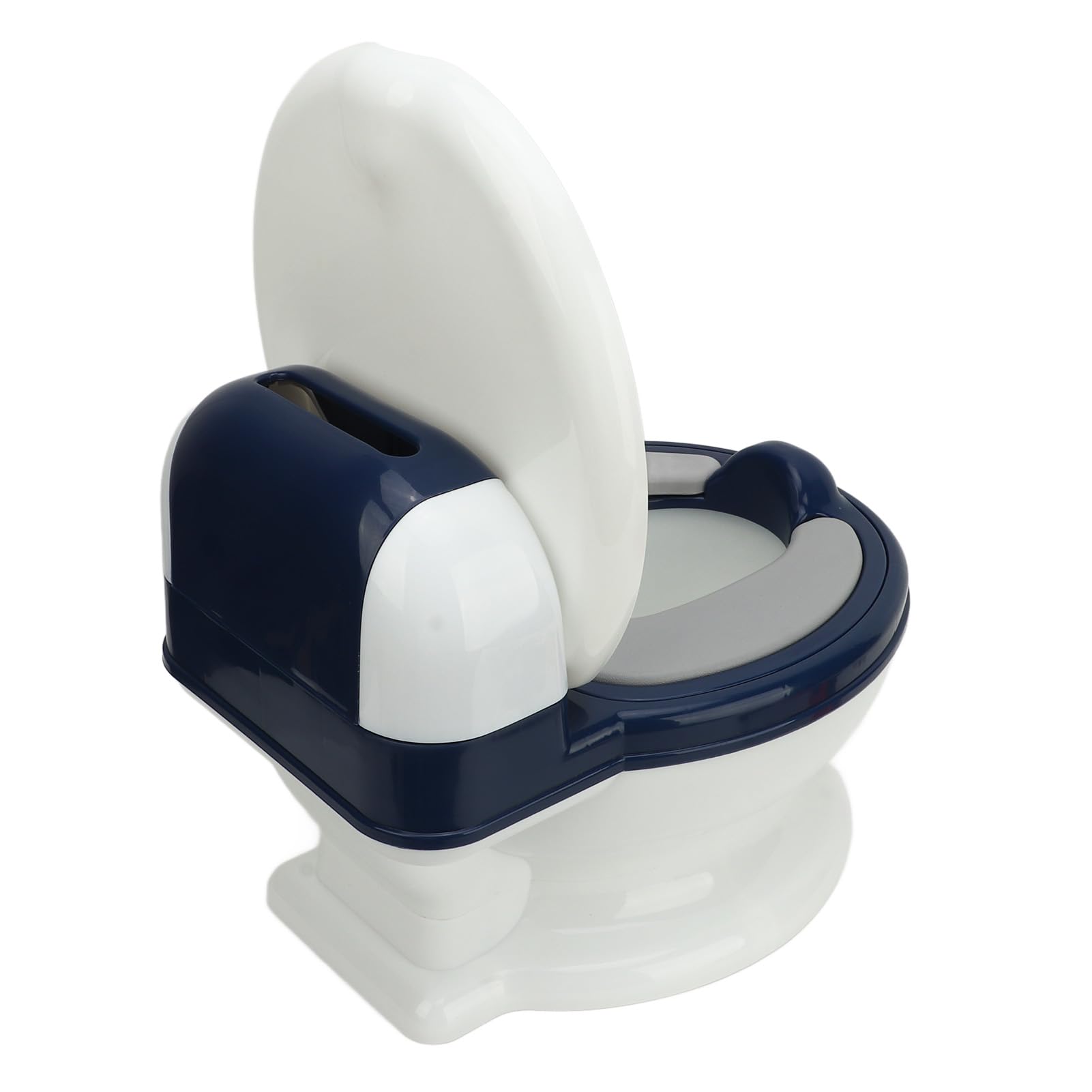 Fockety Inodoro para Al Baño, 6 Almohadillas Antidesglizantes, para Ninos Orinales Pequeños con Asiento de Inodoro Love, Caja de Toallas, Cepillo de Limpieza, Asiento de Atrenamiento (Azul Blanco)