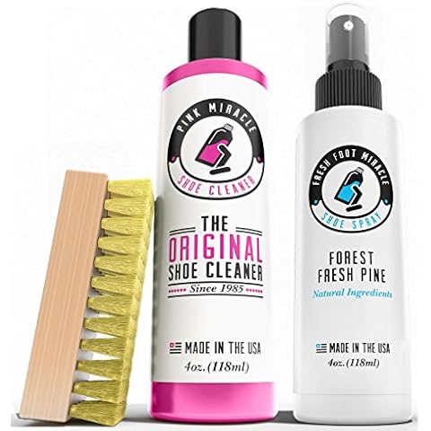 Pink Miracle Shoe Cleaner and Fresh Foot Shoe Deodorizer Spray 4 oz.Bundle for Cleaining Sneakers, Boots and More! (Pink Miracle/Fresh Foot Combo) Cover