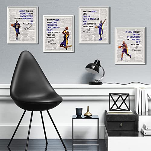 Ohofun Basketball Wall Decoration Painting, Sports Wall Art Gift For Basketball Fans, Men, Boys, For Boy's Room Decor，Set Of 4, 8 X10 Ins Unframed #TOP3