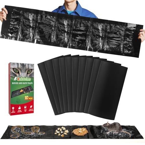 Rekatcher 10 Piezas Trampas para Ratones 1.2M, Efficace Negro se Puede Cortar DIY Aplicable en Varios Lugares
