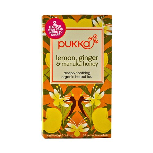 Herbal Teas Organic Lemon Ginger and Manuka Honey, 20 Count