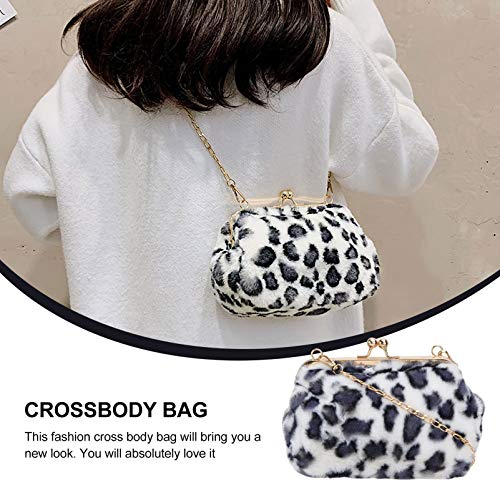 KESYOO bolsa tiracolo com estampa de leopardo e alça de corrente destacável, Branco, One Size