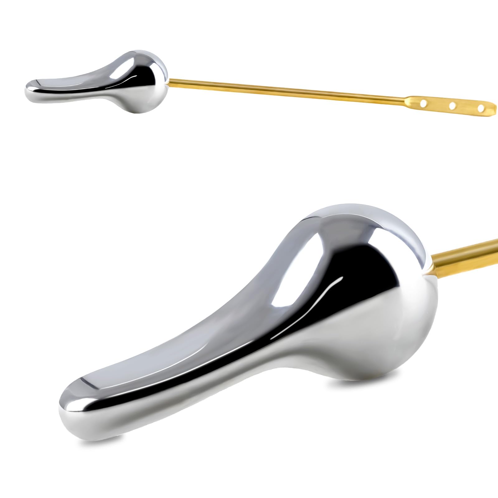 PDFans Toilet Handle Lever Flush Replacement, Front Mount Toilet Flush Handle Trip Lever Handle Universal Fits American Standard Toilets, Chrome Finished