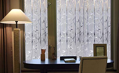 Image of ELTON 3D Window Privacy Self Adhesive Decorative Vinyl Film for Bathroom Door Window Heat Control Anti UV (White Bamboo, 24 x 240 inches)